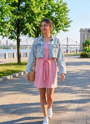 Ніжна пудрово-рожева літня сукня zara basic