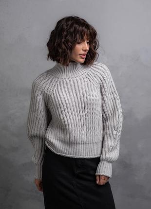Сірий в'язаний светр оверсайз h&m.