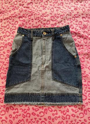 Міні-спідниця жіноча aisenberg denim джинсова комбінована, розмір 26
