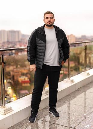 Спортивний костюм: полар фліс, стьобана плащівка, синтепон чорний 48-50 — ‼️заміри в описі‼️