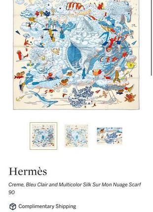 Шовкова хустка hermès кольорах crème / gris perle / abricot шовк
