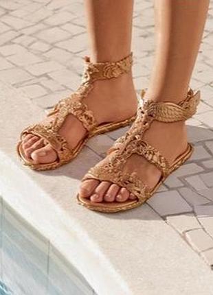 Сандалі (фірмовий аромат melissa 🍬) жіночі melissa × campana barroca золотисті, колекційні
