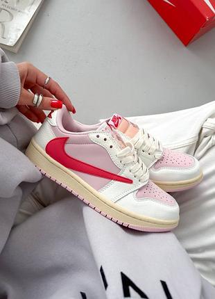 Кроссовки nike travis scott x air jordan 1 low «tropical pink»