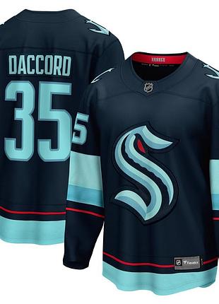 Men's seattle kraken joey daccord fanatics deep sea blue home breakaway player jersey size l