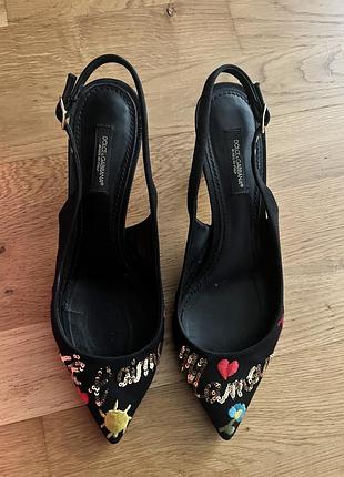 Жіночі мюлі dolce & gabbana чорні з паєтками, розмір 38.5