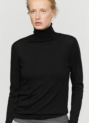 Базова чорна водолазка massimo dutti (шовк, бавовна, кашемір) / гольф s