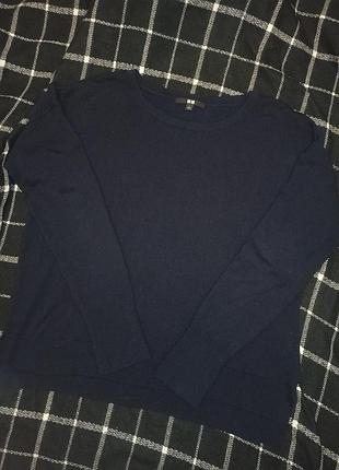 Светр uniqlo 100% вовна (woolmark), розмір l, темнo-синій