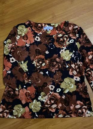 Яскрава трикотажна кофта лонгслів в квіти honor millburn (the edinburgh woollen mill) розмір xl / 16