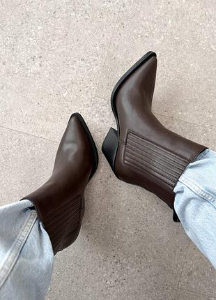 Жіночі шкіряні козаки коричневі натуральна шкіра ‼️