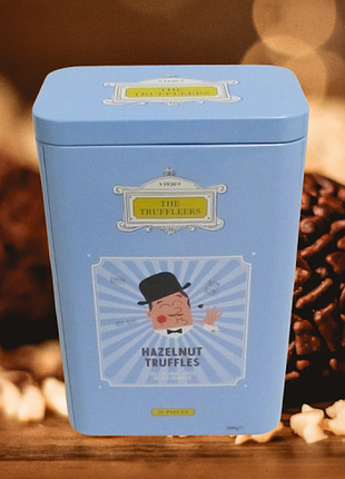 Коллекционная жестяная баночка из-под конфет «the truffleers hazelnut truffles»