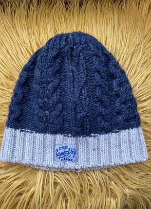 Вовняна шапка superdry cable beanie (оригінал / unisex) one size.стан ідеальний.
