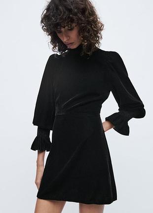 Велюрова святкова сукня жіноча s, 36 8 zara чорна