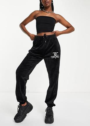 Жіночі штани джоггери juicy couture чорні велюрові з манжетами