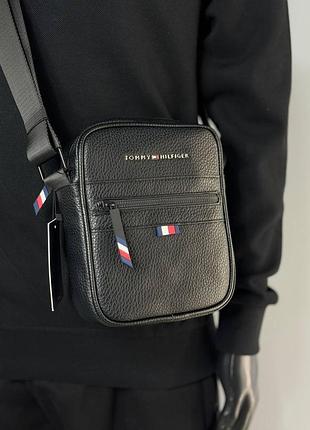 Барсетка чоловіча tommy hilfiger чорна з екошкіри