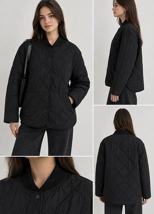 Чорний утеплений оверсайз бомбер h&m 2