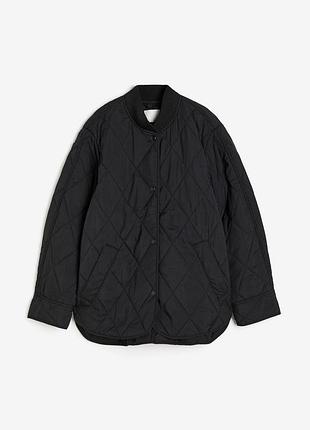 Чорний утеплений оверсайз бомбер h&m 3