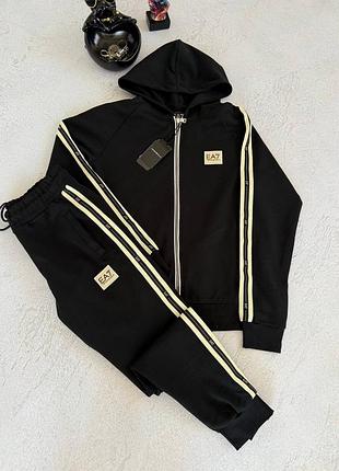 Спортивний костюм чоловічий armani ea7 black з лампасами