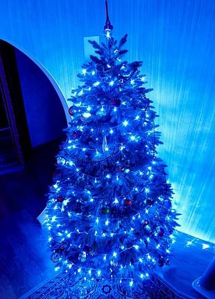 Светодиодная гирлянда нить 50м 800 led 50000 синий для уличного и новогоднего украшения