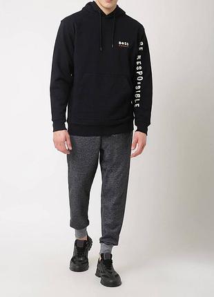 Чоловіча толстовка худі hugo boss wegenerated black "be responsible" hoodie sweatshirt р.xxl