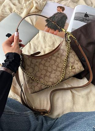 Coach juliet shoulder bag in signature canvas beige [оригинальная коробка] 27 x 20 x 7