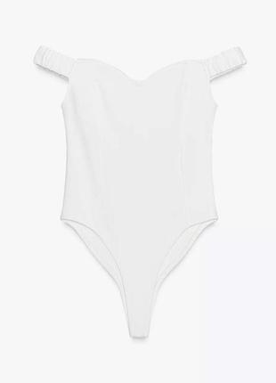 Базовий білий боді/топ/майка з оздобленням піко zara/зара.