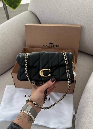 Coach tabby shoulder bag 20 with quilting black/gold [магнітна коробка] 21 x 10 x 7