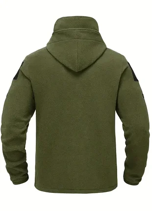 Мужская флисовая кофта olive green, теплая кофта с капюшоном, флисовая кофта 3