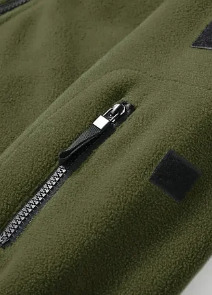 Мужская флисовая кофта olive green, теплая кофта с капюшоном, флисовая кофта 6