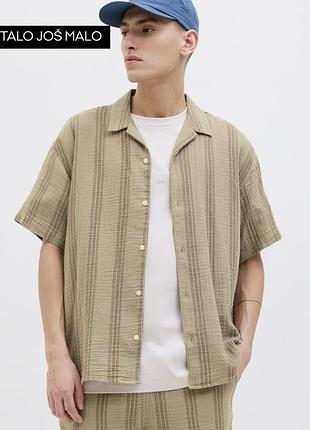Сорочка чоловіча jack & jones relaxed fit resort shirt бежева