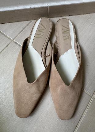 Продам замшеві мюлі zara 8