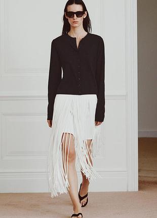 Асиметрична спідниця з бахромою zara zw collection