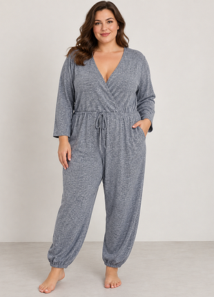 Жіночий комбінезон bloomchic plus size, сірий меланж, 4xl / eu 58