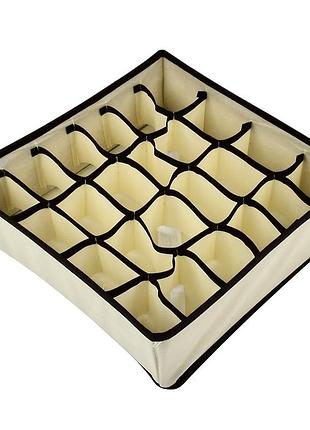 Коробка-органайзер для белья и аксессуаров stenson r94628-24 на 24 отделения 30×30×10 см бежевый