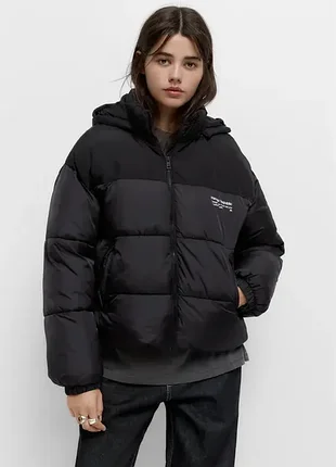 Pull and bear тепла стьобана куртка з капюшоном 4