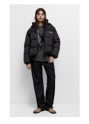Pull and bear тепла стьобана куртка з капюшоном 2