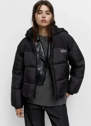 Pull and bear тепла стьобана куртка з капюшоном 3