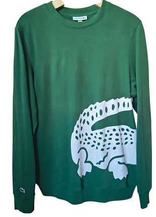 Зеленый оверсайз свитшот lacoste с большим крокодилом (original)