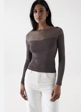 Лонгслів з прозорим верхом zara