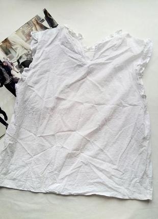 Біла бавовняна блуза з коротким рукавом h&m1 фото
