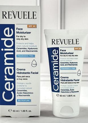 Зволожуючий денний крем для обличчя spf 25 з керамідами ceramide revuele, 50 мл