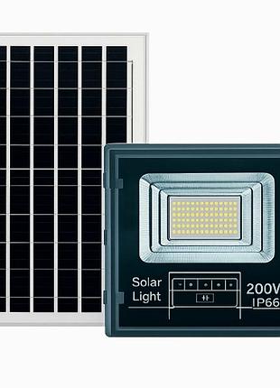 Уличный солнечный прожектор 200 вт с 120 led для освещения территории и охраны с пультом управления и автономным питанием
