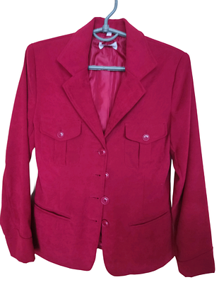 Вінтажний малиновий жакет biaggini в стилі y2k / оксамитовий піджак під замшу гранж