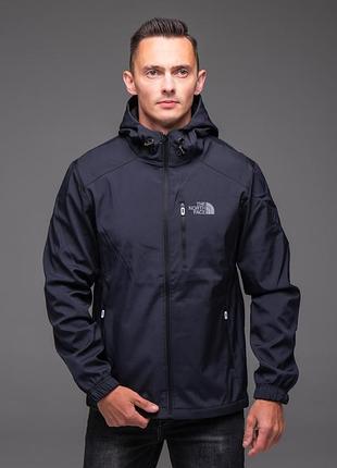 Чоловіча куртка softshell на флісі the north face  синя 7