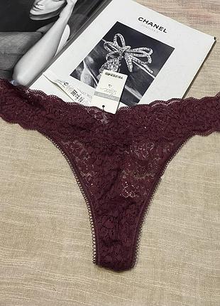 Tezenis новые восхитительные кружевные бордовые стринги
