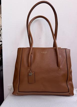 Сумка шкіряна radley -елегантна, жіноча коньячного кольору, ділова, на плече