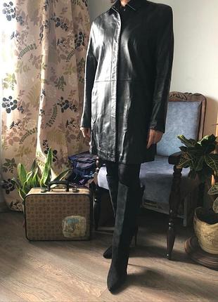 Кожаное пальто / френч marks &amp; spencer (100% натуральная кожа, u9 12 / m-l)