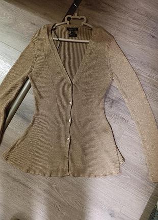 Кардиган жіночий massimo dutti золотистий з люрексом xs/s