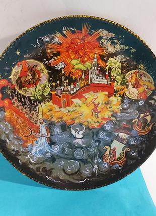 Настенная  тарелка,  колекционная,  сказки, фарфор,  фарфоровая,  палех
