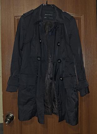 Тренч плащ zara basic чорний демісезонний 3