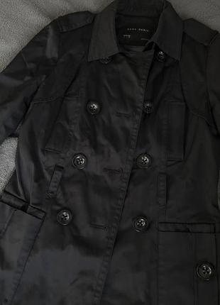 Тренч плащ zara basic чорний демісезонний 9
